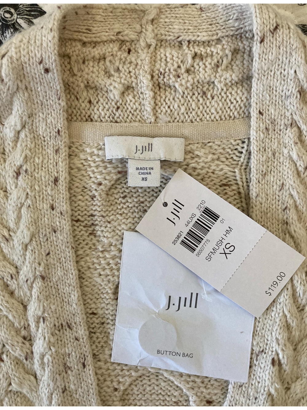 J. Jill Cream Cable-Knit Shawl Collar Cardigan - Picture 6 of 7